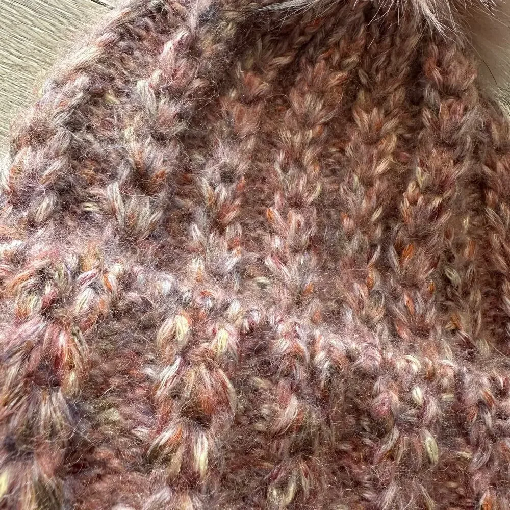 Norla Canada Alpaca and Wool Blend Knit Pom Beanie Hat Pink